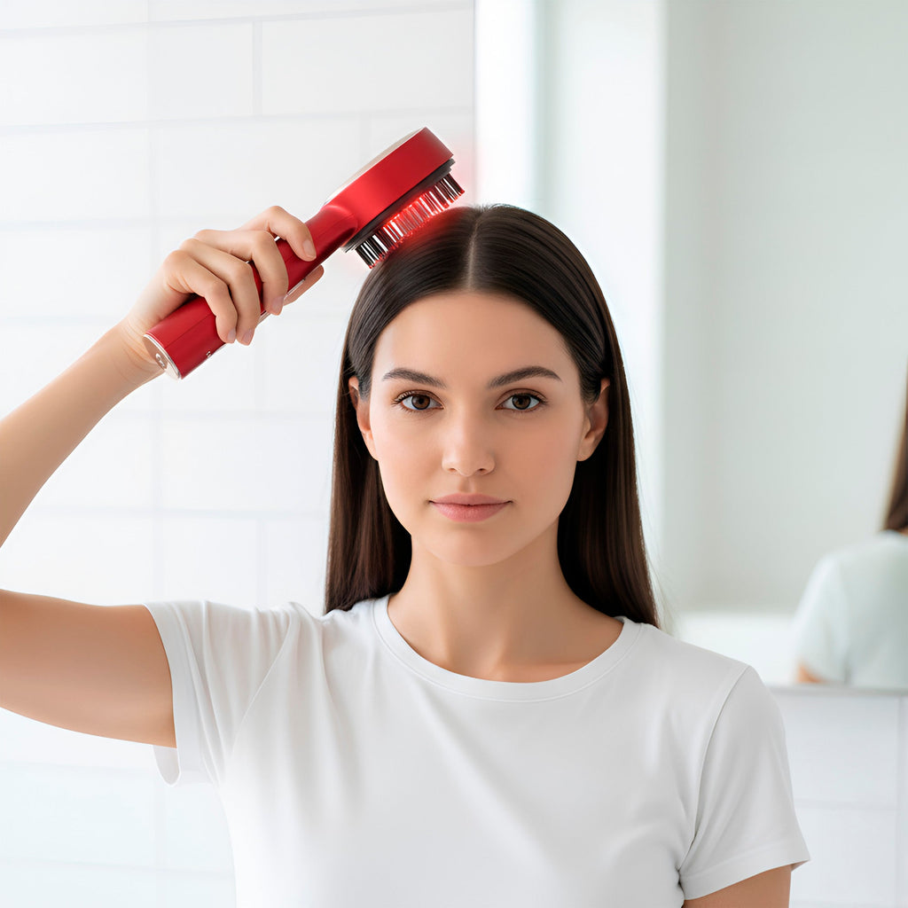 Red Light LED Scalp & Hair Therapy Brush & Advanced Facial Cleansing-4
